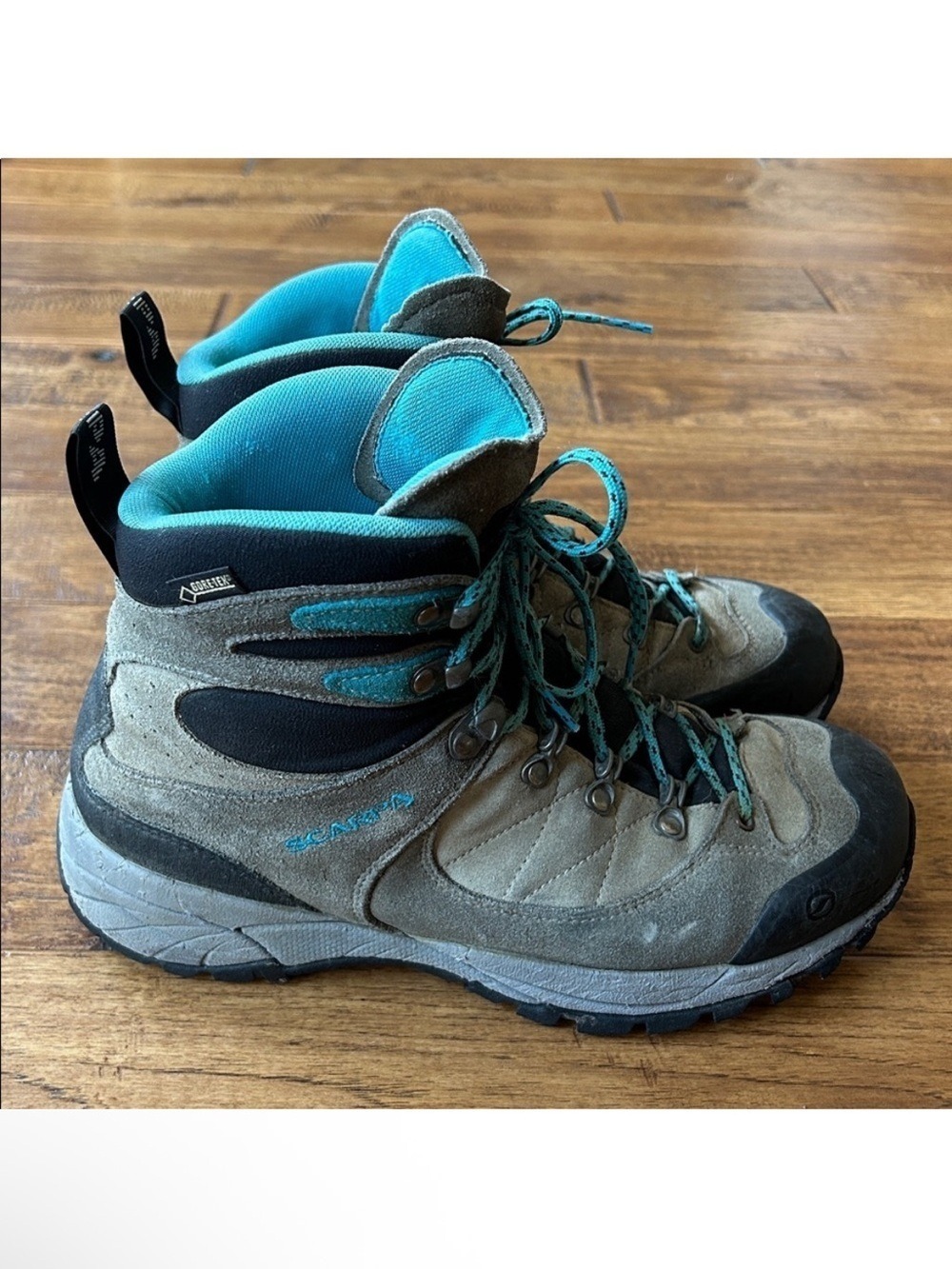 Scarpa R-Evolution GTX Backpacking Hiking Boots Waterproof Tan Black Teal 7.5